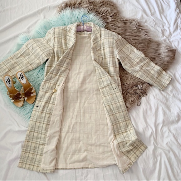 Vtg 80s Oversized Plaid Double Breasted Blazer - Picture 5 of 8